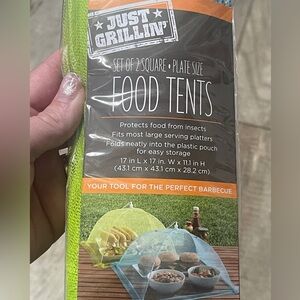 Just Grillin Food Tents Set of 2 Green & Blue 17" x 17" Outdoor Picnic Cover